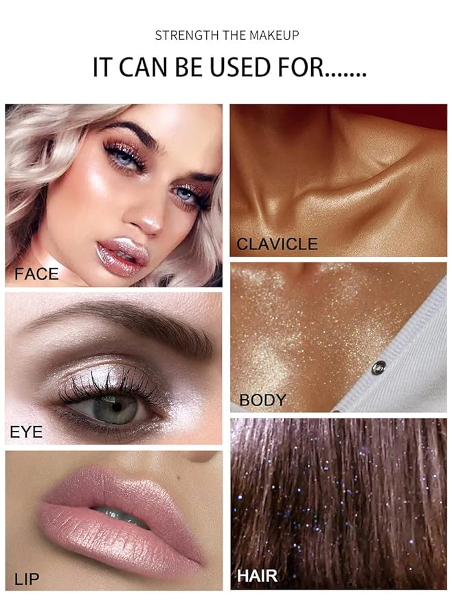 Gold Glitter Powder, Neon Outfit Party Body Sparkling Highlighter Makeup (05#Gold)