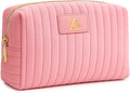 Monogrammed Make Up Bags for Women,Personalized Cosmetic Bags Women,Small Quilted Makeup Pouch,Cute Makeup Bag Travel,Birthday Gifts for Teen Girl (Pink Z)