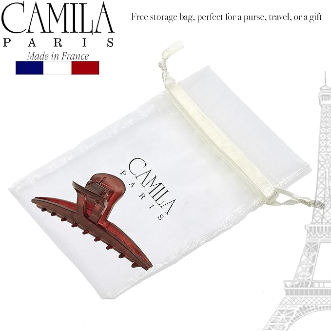 Camila Paris CP3225 French Hair Clip for Women, Narrow, Strong Hold Grip Double Teeth Girls Hair Claw Clips Jaw, Fashion Durable Styling Hair Accessories for Women, Made in France