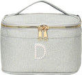 EURYNOME Makeup Bag with Custom Letter D, Water-Resistant Travel Organizer Pouch, (8.3x5.1x5.1 Inch) Cosmetic Case for Women