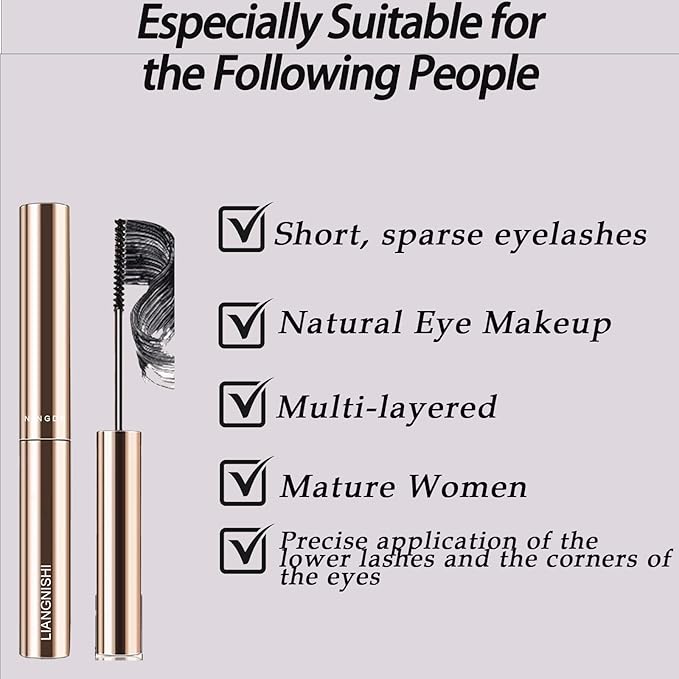 Black & Brown Mascara for Fine Short Lash & Older Women & Mulit-layered Lashes, Ultimate Length Volumizing Lower Bottom Lashes Mascara, Ultra-Precise Slim Adjustable Brush to Any Angle, Smudge-proof
