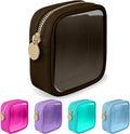 Nylon Mini Clear Makeup Organizer Bag for Purse, Small Cute Black Makeup Bag Preppy Cosmetic Zipper Pouch Purse, Waterproof Travel Coin Pouch Sanitary Napkin Storage Bag Clutch for Women Girls(Brown)