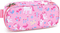mibasies Girls Pencil Case for Kids, Multi-Slot Pencil Pouch, Flower Pink
