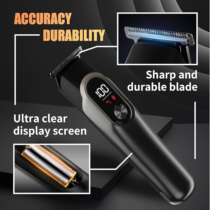 RUIBO Hair Clippers for Men Professional 5 in 1 Cord/Cordless Beard Nose Ear Body Grooming Hair Clipper Trimmer with Smart Charge Technology (Gray)