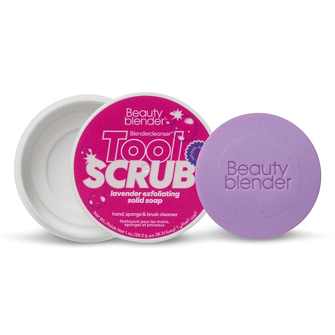 Beautyblender Blendercleanser Tool Scrub Solid Cleanser – Unscented Makeup Sponge & Brush Cleansing Bar – Hand, Sponge, and Brush Cleanser, Removes Makeup & Buildup, Travel-Friendly, 1 oz