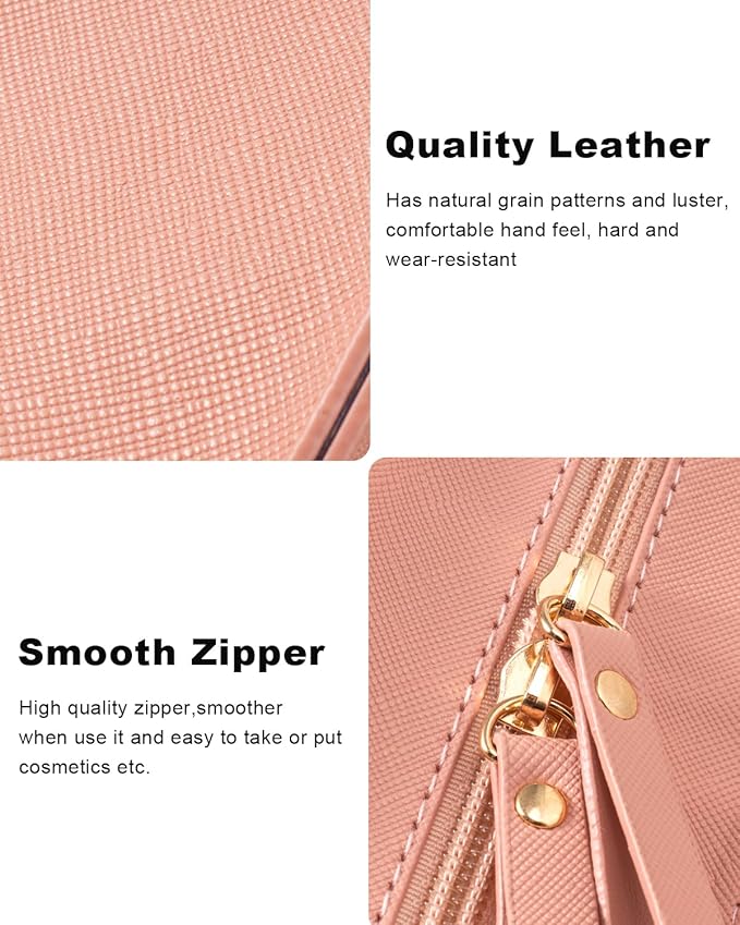 LETGO Clear Makeup Bag Set for Women Portable Clear Makeup Bag Cute Waterproof Travel Cosmetic Bag for Pink Car Accessories for Girls (Pink, Standard + Mini)