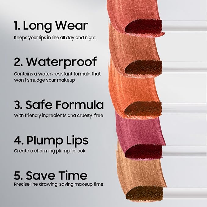 Lip Liner Stain Peel off - Waterproof & Long Lasting Peel Lip Stain Non-Stick Cup, Enhancing Complexion & Nourishing for All Skin Types, Create A Natural Lip Color (Coral, 1 Count)