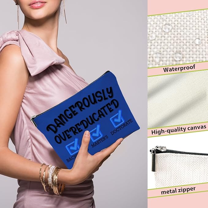 Graduation Gifts, PhD Gifts Makeup Bag, Funny Doctor Cosmetic Bag, Congrats Grad Travel Organizer Zipper Pouch PHD Graduation Gift for Women Doctorate Degree Female Her College Senior Physician