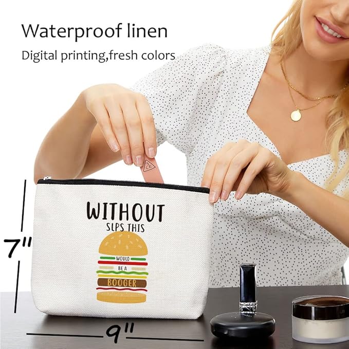 Speech Therapy Gifts, Speech Language Pathologist Gifts, Speech Therapist Gift for Women, Speech Therapist Appreciation Funny Makeup Bag, Therapist Cosmetic Bag - Without SLPs This Would Be A Booger
