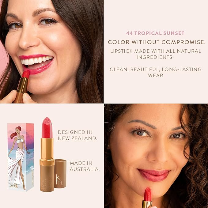 Karen Murrell Natural Lipstick - Lip Tint 44 Tropical Sunset - Sheer Buildable to Glossy Lip Tint - 100% Natural Ingredients, Moisturizes & Hydrates Lips - Paraben & Cruelty Free