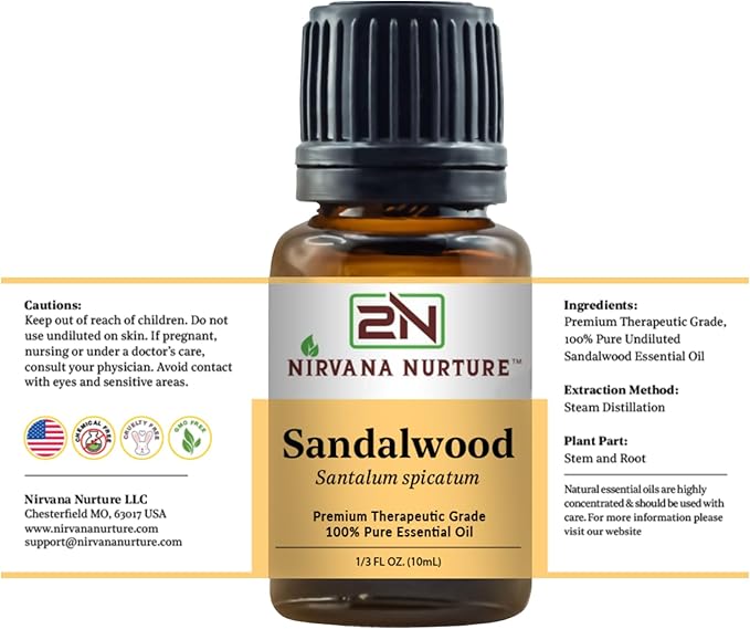 Sandalwood Essential Oil Aromatherapy Diffuser 100% Pure, Premium, Therapeutic Grade, Undiluted, for Calm and Relaxation, Skin Care, Hair Care