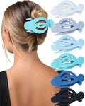 AWAYTR 6Pcs Upgrade Large Flat Hair Claw Clips for Women Girls, 5" Non-slip Duckbill Hair Clips for Long, Thick, Thin Hair, Comfortable for Driving & Lying Down (Matte (Blue))