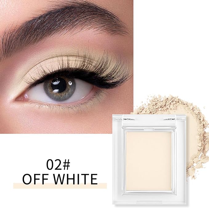 Erinde Single Matte Eyeshadow Palette, Velvet Eye Shadow Compact Powder Natural Makeup, Long-Lasting Eye Makeup, Ultra-Blendable, Pigmented Color, Vegan Formula, H02 Off White