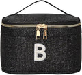 EURYNOME Makeup Bag - Water-Resistant Travel Cosmetic Organizer (8.3x5.1x5.1 Inch) for Women,Sparkling Custom Letter B Design
