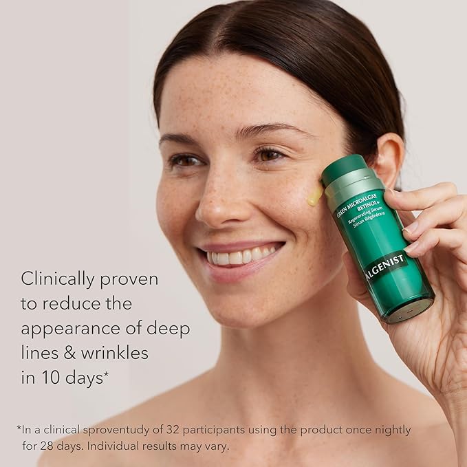 Algenist Green Microalgae Retinol+ Regenerating Serum - Anti Aging Serum with Plant Based, Time-Release Retinol - Evens Texture + Visibly Reduces Deep Lines & Wrinkles with Minimal Irritation (1 oz)