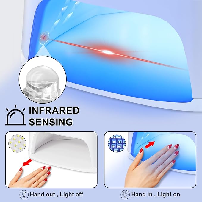 LIMEGIRL UV LED Nail Lamp Kit for Gel Polish Professional Fast Curing Grey Dryer Light Set with 45PCS Lamp Beads and Gloves Cordless Rechargeable Nail Art Cure Machine for Manicure Pedicure