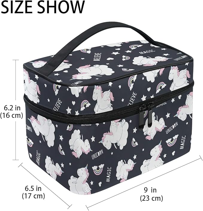 Makeup Bag, Cute Unicorn Rainbow Travel Makeup Organizer Bag Cosmetic Cases Toiletry Bags for Girl Women Ladies