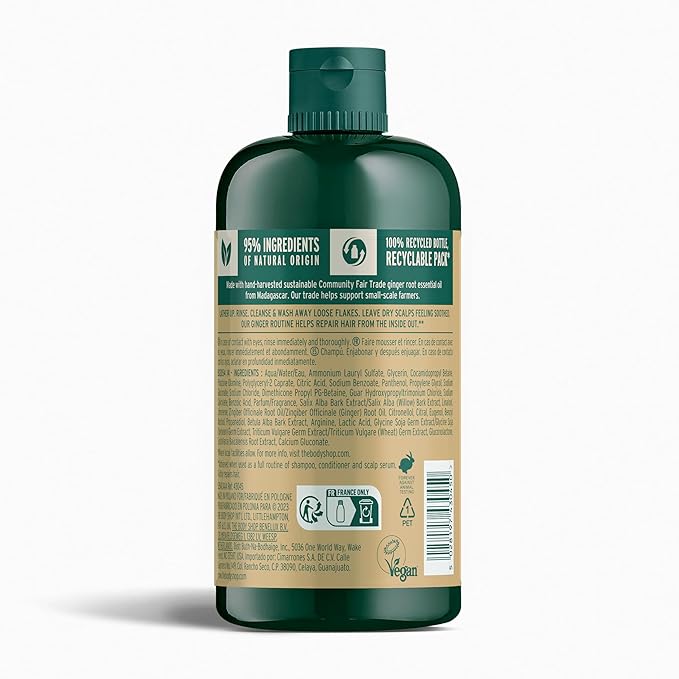 The Body Shop Ginger Scalp Care Shampoo – For Dry, Flaky Scalp – With Vegan Silk Protein – 250ml