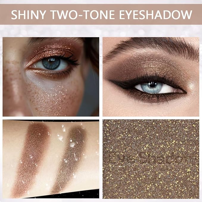 Double color eye shadow, Eyeshadows Creamy, high pigment eye makeup palette, matte shimmer metal eye shadow powder, Blendable, Ultra-Pigmented, Easy to Apply, Matte & Shimmer, (06)