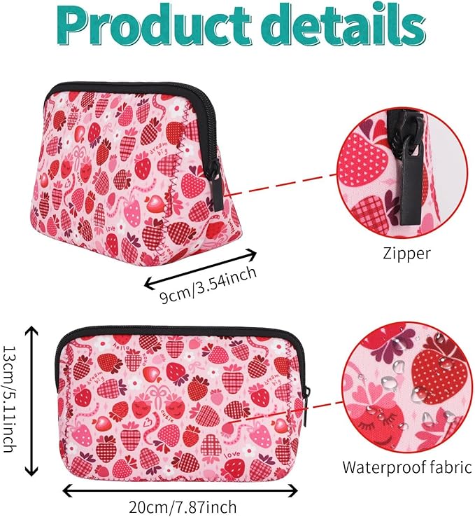 Cosmetic Bag Waterproof Neoprene Zipper Pouch Travel Portable Toiletry Makeup Bags Organizer Case for Women and Girls