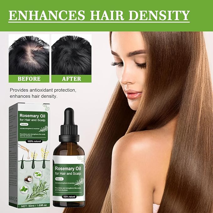 Rosemary & Mint Hair Oil, Split Ends & Dry Scalp Treatment - Made with Biotin & Essential Oils for Strengthening, Soothing, Moisturizing & Encouraging Longer, Healthier Hair (1.69 Fl Oz)