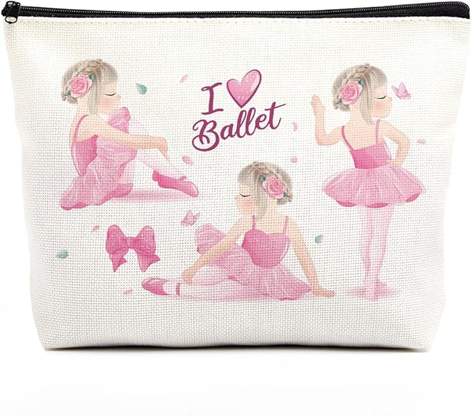 fkovcdy Cute ballerina makeup bag watercolor ballet dancing girl dancer gift recital gift little girl teen student ballet lover 08