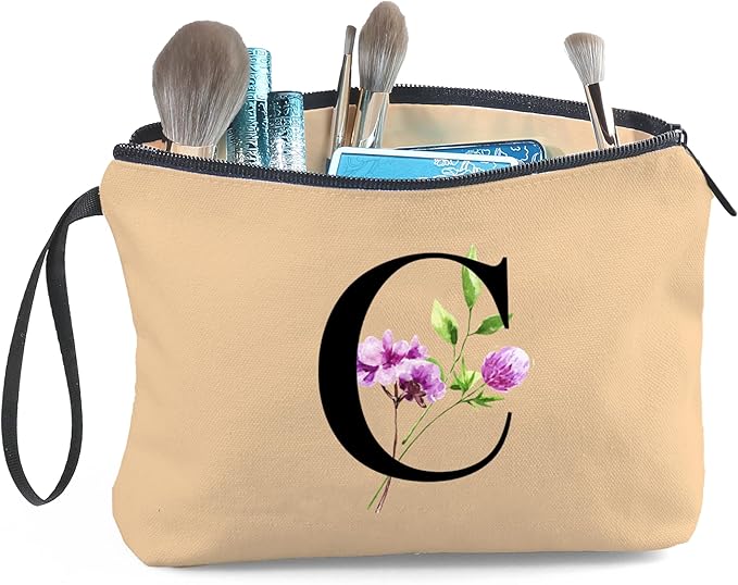 Birthday Thank You Appreciation Monogrammed Gifts for Mom Aunt Teacher Sister Friend Coworkers Bride Bridesmaid Makeup Cosmetic Bag with Mirror Mothers Day Christmas Graduation C