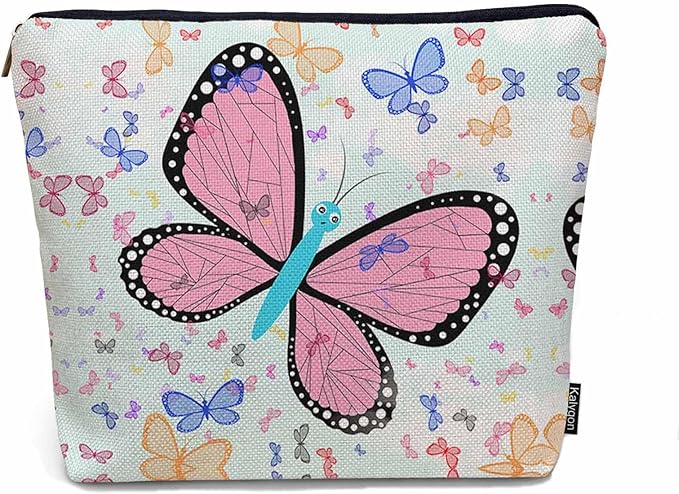 Makeup Bag For Purse Butterfly, Colorful Butterflies Garden Butterfly Cosmetic Bags For Women With Zipper Travel Toiletry Pouch Makeup Bags Makeup Organizers Purse For Toiletries Cosmetics