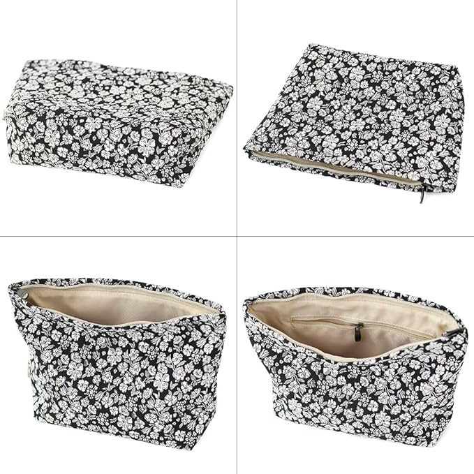 Floral Jacquard Makeup Bag - Large Capacity Cosmetic Pouch for Travel, Toiletry Organizer with Zipper, Perfect for Daily Use & Gifts, Stylish Make Up Organizer, Purses for Women Clearance