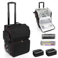Large Makeup Train Case,Cosmetic Makeup Case for Hairstylist, Hairdresser Bag with Detachable Pouch,Heat Insulation and Anti-scalding Full layer for Hairdressing Tool Organizer Trolley with wheels