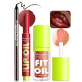 Brown Lip Liner Glitter Lip Gloss Oil Click Lip Balm, Hydrating Lipstick Tinted Lip Oil for Women Makeup Lightweight Non Sticky Liquid Lipstick Lip Liner Pencil Combo Set