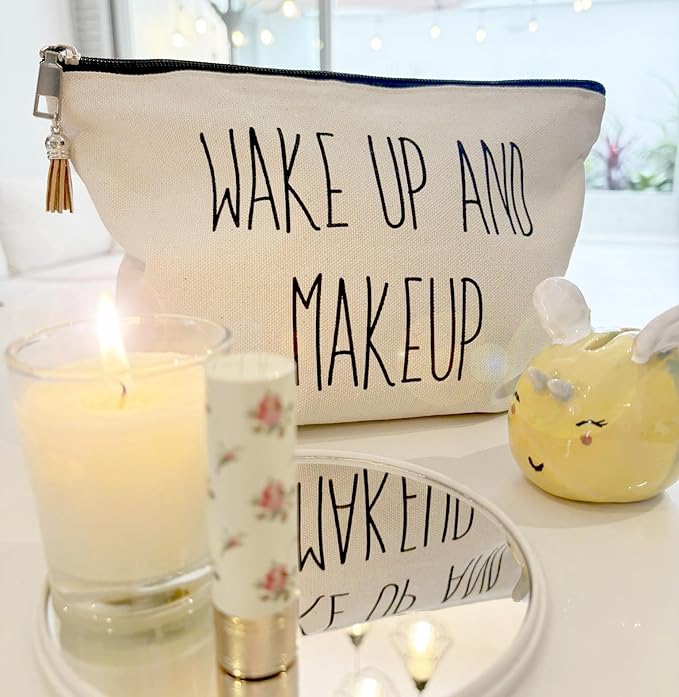 Stylish Makeup Bag Organizer | Perfect 100% Cotton Canvas Cosmetic Bag Ideal for Travel and for Cute Gifts
