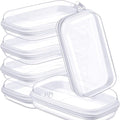 Sanwuta 6 Pcs Clear Hard Zipper Case Hard Plastic Zipper Pouches Makeup Bag Pencil Pouches Transparent Cases for Snacks Plastic Storage Organizer Box for Travel(White,7.48 x 3.94 x 2 Inch)