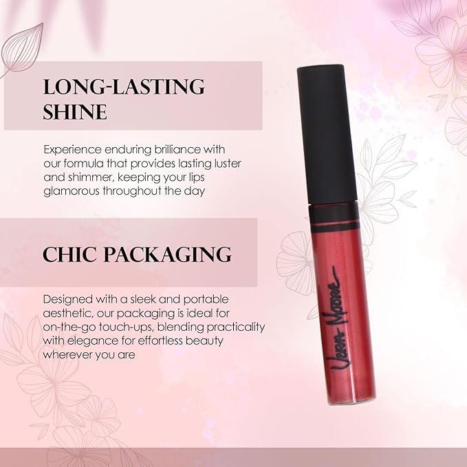Lip Gloss, Moisturizing Lip Color with Shimmer for Long Lasting Shine, Lightweight Lip Stain, Non-Sticky Lip Gloss with Aloe Vera, W/Vitamin C, E (Passion Fruit)