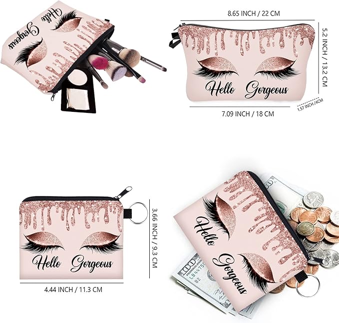 Makeup Bag for Purse Cosmetic Bags for Women Inspirational Gift for Womens Small Funny Cosmetics Pouch Bohu Travel Bag Cases for Toiletries Accessories Organizer (53911+22139)
