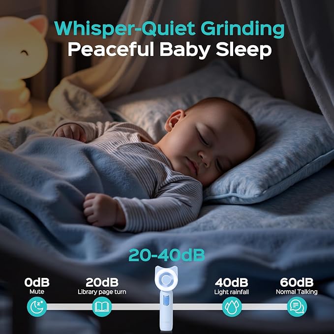 COSLUS Baby Nail Trimmer Electric: Gentle Baby Nail File with Quiet Design & 360° Light - Safe for Sleep Trim Grind, 16 in 1 Cute Nail Clipper Kit for Newborn Infant Toddler, C50, Blue