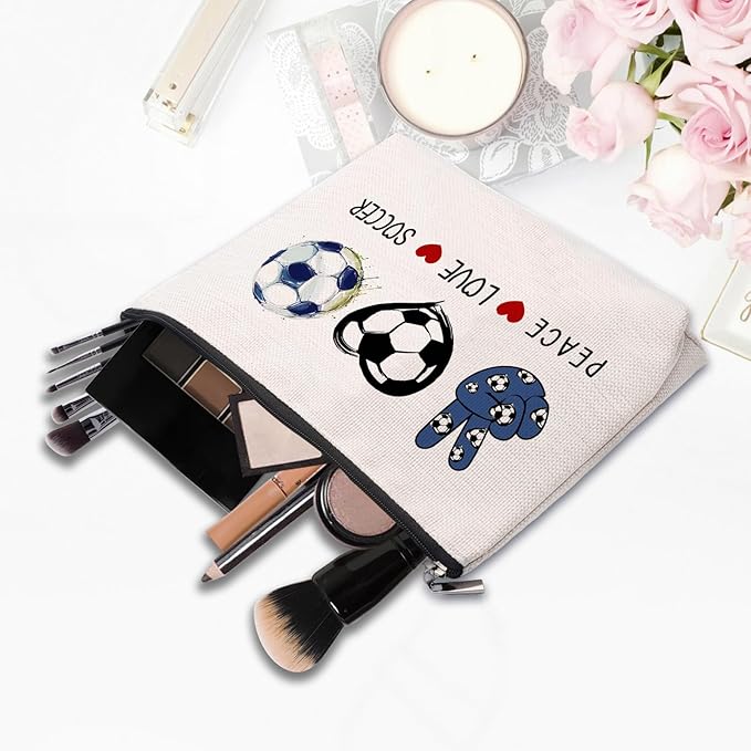 Soccer Cosmetic Bag for Women - Coach & Team Gifts for Soccer Lovers & Fans
