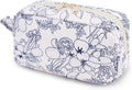 Narwey Small Makeup Bag for Purse Travel Makeup Pouch Mini Cosmetic Bag Zipper Pouch for Women (Little Navy Blue Flower, Small)