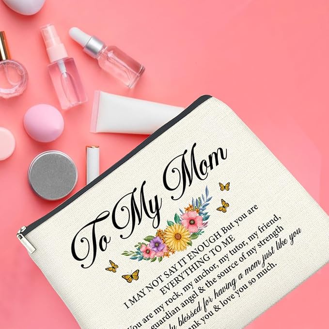Mom Gifts Makeup Bag Christmas Birthday Thanksgiving Gifts for Mother Mom Cosmetic Bag Zipper Makeup Pouch