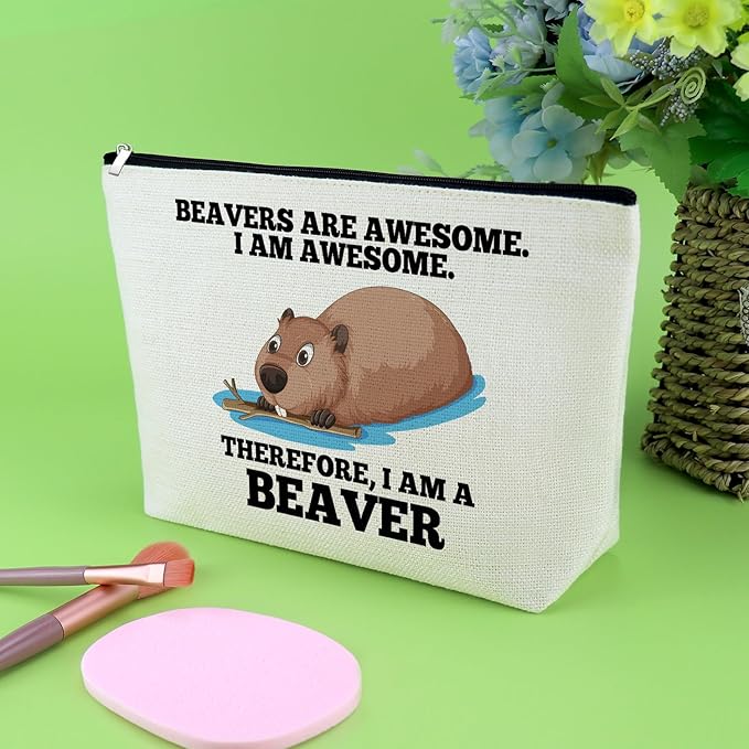 Beaver Gifts for Women Makeup Bag for Beaver Lovers Inspirational Gifts for Best Friend Cosmetic Bag Christmas Birthday Presents for Animal Lover Daughter Sister Coworker Travel Cosmetic Pouch