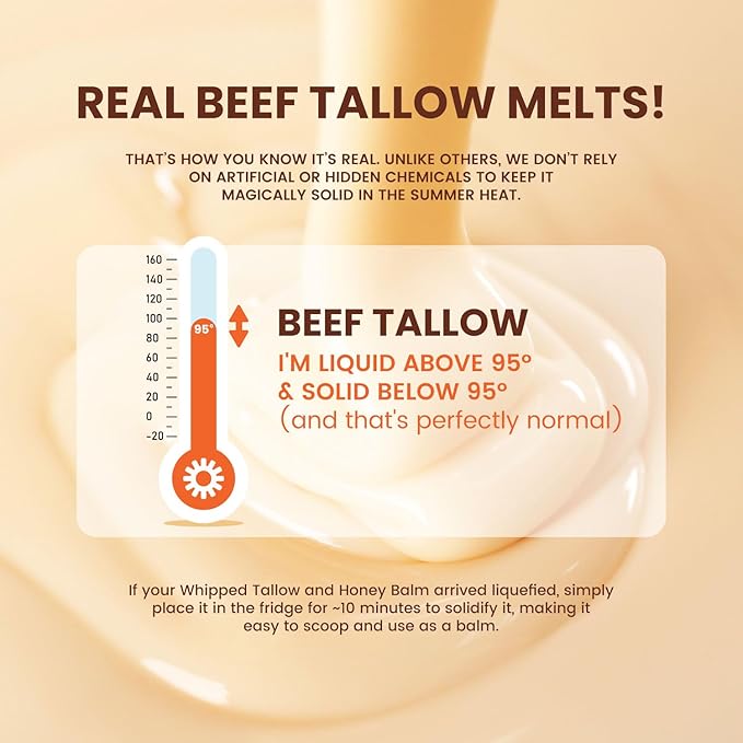 Beef Tallow Honey Balm for Skin: 100% Grass-Fed Beef Tallow Moisturizer For Face and Body - Organic Moisturizer Cream with Olive Oil Manuka Honey for Eczema and Dry Skin 2OZ