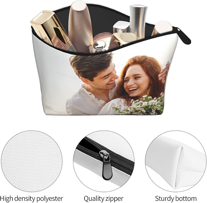 Adaptor Custom Personalized Toiletry Bag Case for Travel Beach, Design Your Picture Image Logo Photo Makeup Cosmetic Storage Bag Portable Make Up Pouch for Women Men