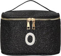 EURYNOME Makeup Bag with Custom Letter O, Water-Resistant Travel Organizer Pouch, (8.3x5.1x5.1 Inch) Cosmetic Case for Women