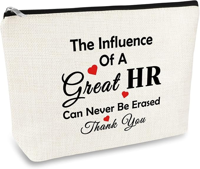 HR Appreciation Makeup Bag - Thank You Gift for Human Resources Director, Manager, Coworker - Travel Cosmetic Bag for Christmas, Birthday, Thanksgiving, Retirement