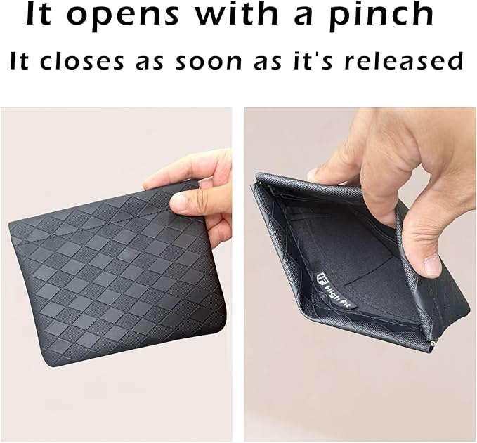 Leather Pocket Cosmetic Bag for Purse,Coin Purse Lipstick Cosmetic Accessories Organizer, Travel Kit Storage Pouch,Waterproof Portable No Zipper Self-closing (Black/lozenge)