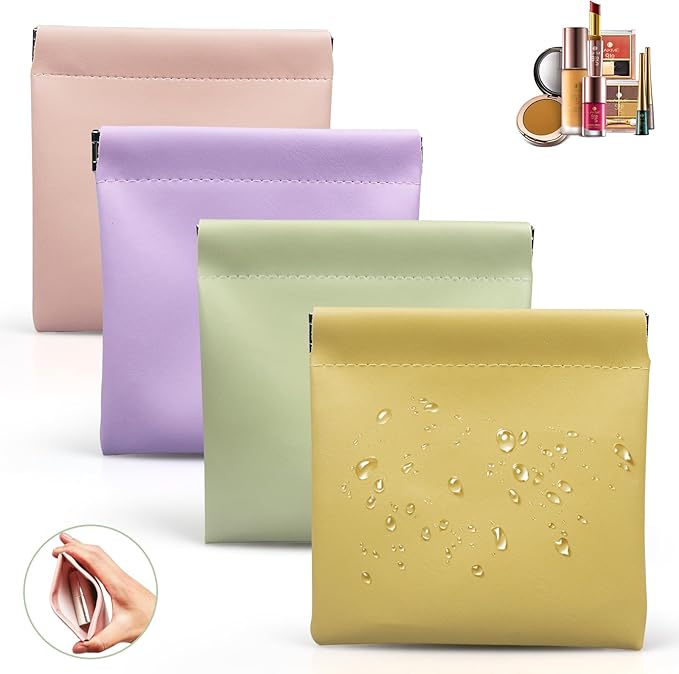 4.72″x4.72″ Small Pouches for Purse, 4PCS Cute Snap Closure Storages, Mini Organizer for Inside Large Makeup Bag, Organize Cosmetic, Lipstick, Jewelry, Card, Coins in Women's Handbag/Travel