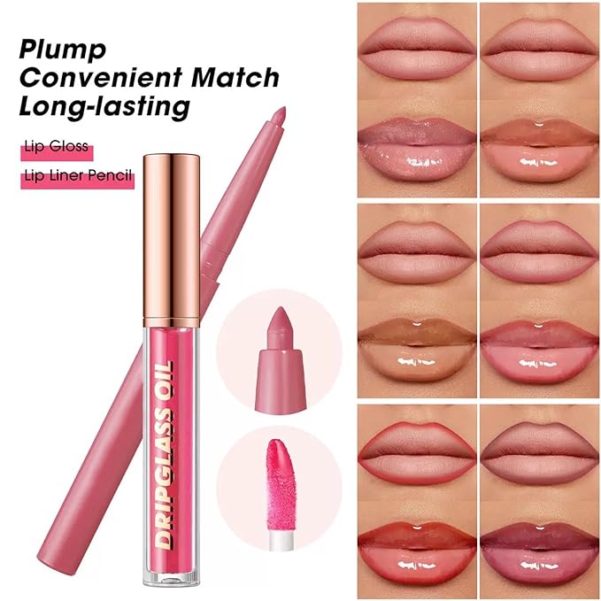 Nude Lip Liner Waterproof Lip Kit With Lip Liner and Gloss Long Lasting Pluming Smudge proof Highly Pigmented Lip Liner Set with Lipgloss (04# Nude)