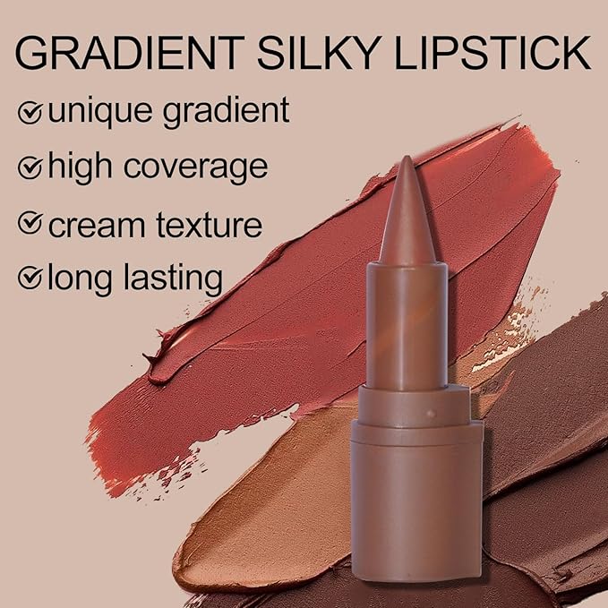 Erinde 2-in-1 Lip Liner and Lipstick Lip Combo Set, Matte Nude Dark Brown Red Lip Liner Creamy Lip Pencil Crayon, High Pigmented Long lasting Lipstick Makeup, 04# Toffee