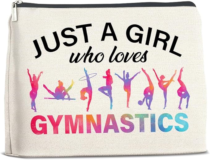 Gymnastics Gifts Makeup Bag Gymnastics Gifts for Women Cheerleader Gymnast Cosmetic Bag Just a Girl Who Loves Gymnastics Zipper Makeup Pouch Gift