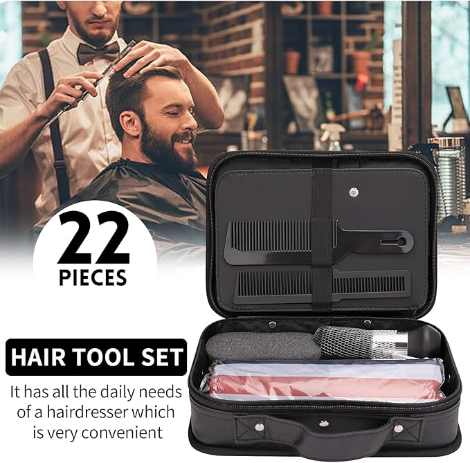 Hair Cutting Kit, 22 Pcs Professional Barber/Hair Salon Tool Set, Barber Bag Includes Hairdressing Scissors Shears, Barber Cape, Combs... Complete Hair Cutting Kit for Barber, Salon, Home Use